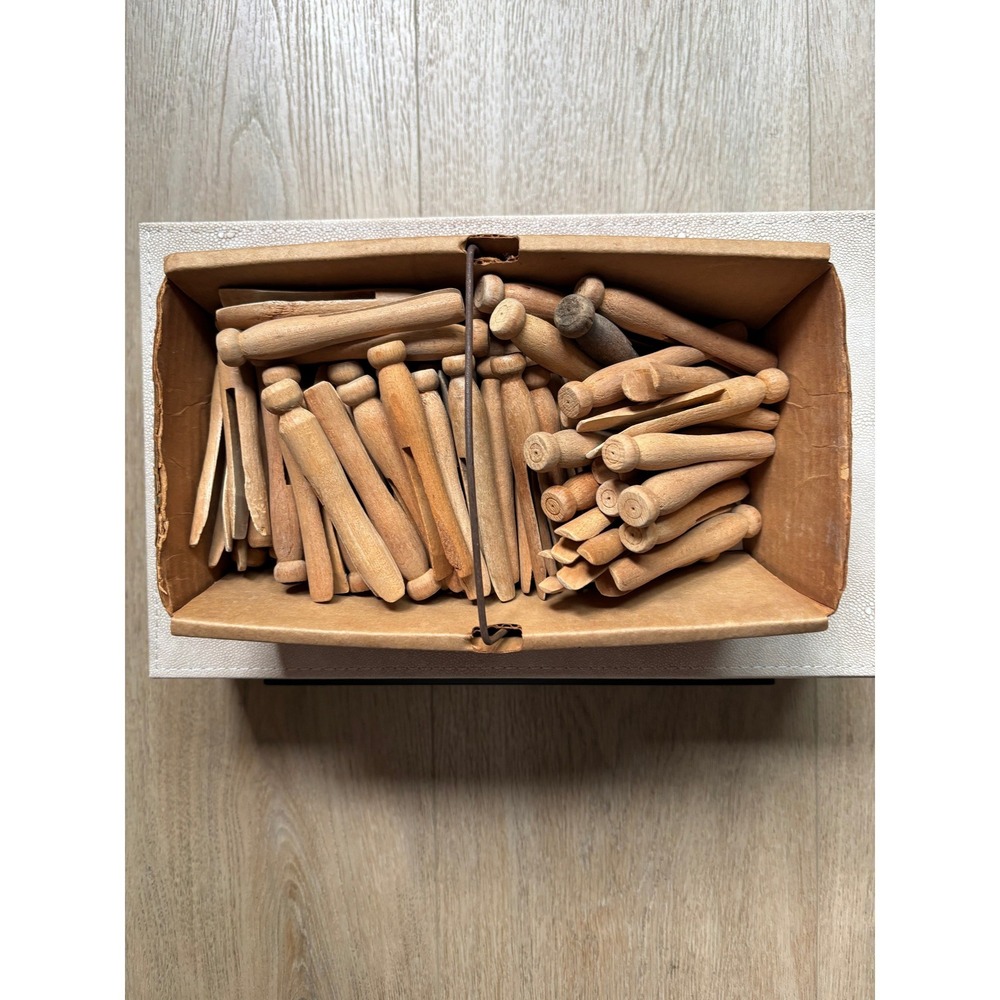 Vintage Wooden Clothespins in Earl Foote Farm Market Basket Valley View Ohio